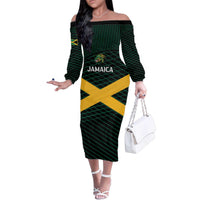 Jamaica Rugby Custom Family Matching Off The Shoulder Long Sleeve Dress and Hawaiian Shirt Go Jamaica Crocs Go