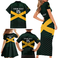 Jamaica Rugby Custom Family Matching Short Sleeve Bodycon Dress and Hawaiian Shirt Go Jamaica Crocs Go