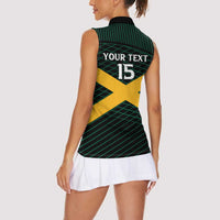 Jamaica Rugby Custom Women Sleeveless Polo Shirt Go Jamaica Crocs Go