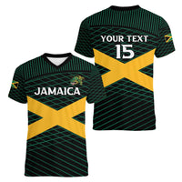 Jamaica Rugby Custom Women V-Neck T-Shirt Go Jamaica Crocs Go