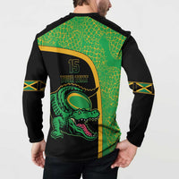 Jamaica Rugby Custom Button Sweatshirt Go Jamaica Crocs - Pineapple Pattern