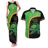 Jamaica Rugby Custom Couples Matching Tank Maxi Dress and Hawaiian Shirt Go Jamaica Crocs - Pineapple Pattern
