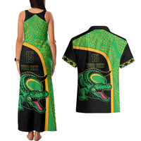 Jamaica Rugby Custom Couples Matching Tank Maxi Dress and Hawaiian Shirt Go Jamaica Crocs - Pineapple Pattern