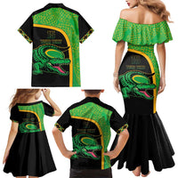 Jamaica Rugby Custom Family Matching Mermaid Dress and Hawaiian Shirt Go Jamaica Crocs - Pineapple Pattern