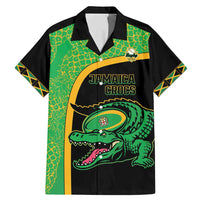 Jamaica Rugby Custom Family Matching Mermaid Dress and Hawaiian Shirt Go Jamaica Crocs - Pineapple Pattern