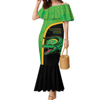 Jamaica Rugby Custom Family Matching Mermaid Dress and Hawaiian Shirt Go Jamaica Crocs - Pineapple Pattern