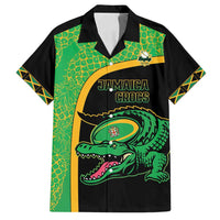 Jamaica Rugby Custom Family Matching Off Shoulder Maxi Dress and Hawaiian Shirt Go Jamaica Crocs - Pineapple Pattern