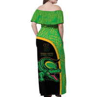 Jamaica Rugby Custom Family Matching Off Shoulder Maxi Dress and Hawaiian Shirt Go Jamaica Crocs - Pineapple Pattern