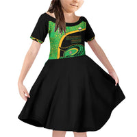 Jamaica Rugby Custom Family Matching Off Shoulder Short Dress and Hawaiian Shirt Go Jamaica Crocs - Pineapple Pattern
