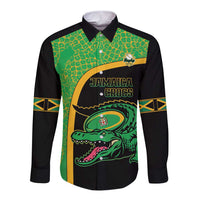 Jamaica Rugby Custom Long Sleeve Button Shirt Go Jamaica Crocs - Pineapple Pattern
