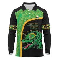 Jamaica Rugby Custom Long Sleeve Polo Shirt Go Jamaica Crocs - Pineapple Pattern