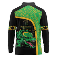 Jamaica Rugby Custom Long Sleeve Polo Shirt Go Jamaica Crocs - Pineapple Pattern