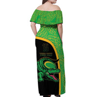 Jamaica Rugby Custom Off Shoulder Maxi Dress Go Jamaica Crocs - Pineapple Pattern
