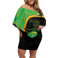 Jamaica Rugby Custom Off Shoulder Short Dress Go Jamaica Crocs - Pineapple Pattern