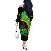 Jamaica Rugby Custom Off The Shoulder Long Sleeve Dress Go Jamaica Crocs - Pineapple Pattern