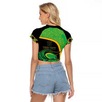 Jamaica Rugby Custom Raglan Cropped T Shirt Go Jamaica Crocs - Pineapple Pattern