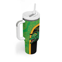 Jamaica Rugby Custom Tumbler With Handle Go Jamaica Crocs - Pineapple Pattern