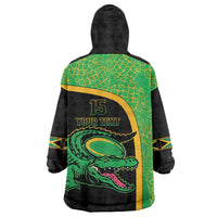 Jamaica Rugby Custom Wearable Blanket Hoodie Go Jamaica Crocs - Pineapple Pattern