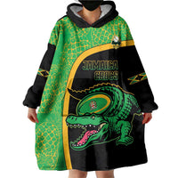 Jamaica Rugby Custom Wearable Blanket Hoodie Go Jamaica Crocs - Pineapple Pattern