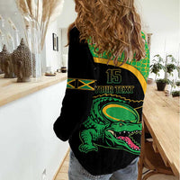 Jamaica Rugby Custom Women Casual Shirt Go Jamaica Crocs - Pineapple Pattern