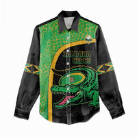 Jamaica Rugby Custom Women Casual Shirt Go Jamaica Crocs - Pineapple Pattern