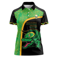 Jamaica Rugby Custom Women Polo Shirt Go Jamaica Crocs - Pineapple Pattern