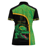 Jamaica Rugby Custom Women Polo Shirt Go Jamaica Crocs - Pineapple Pattern