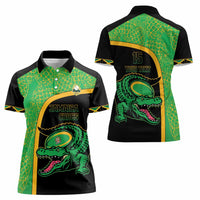 Jamaica Rugby Custom Women Polo Shirt Go Jamaica Crocs - Pineapple Pattern