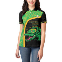 Jamaica Rugby Custom Women Polo Shirt Go Jamaica Crocs - Pineapple Pattern