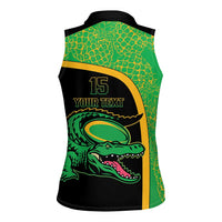 Jamaica Rugby Custom Women Sleeveless Polo Shirt Go Jamaica Crocs - Pineapple Pattern