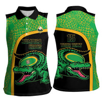 Jamaica Rugby Custom Women Sleeveless Polo Shirt Go Jamaica Crocs - Pineapple Pattern
