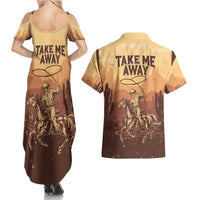 Black Cowboy Couples Matching Summer Maxi Dress and Hawaiian Shirt Take Me Away