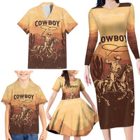 Black Cowboy Family Matching Long Sleeve Bodycon Dress and Hawaiian Shirt Take Me Away
