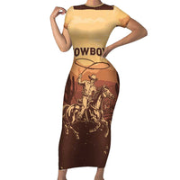 Black Cowboy Family Matching Short Sleeve Bodycon Dress and Hawaiian Shirt Take Me Away