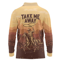 Black Cowboy Long Sleeve Polo Shirt Take Me Away