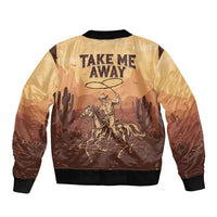 Black Cowboy Sleeve Zip Bomber Jacket Take Me Away