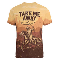 Black Cowboy Women V-Neck T-Shirt Take Me Away