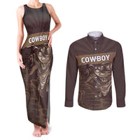 Personalised Skull Cowboy Couples Matching Tank Maxi Dress and Long Sleeve Button Shirt Vintage Style