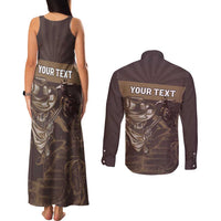 Personalised Skull Cowboy Couples Matching Tank Maxi Dress and Long Sleeve Button Shirt Vintage Style