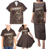 Personalised Skull Cowboy Family Matching Puletasi and Hawaiian Shirt Vintage Style