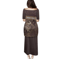 Personalised Skull Cowboy Family Matching Puletasi and Hawaiian Shirt Vintage Style