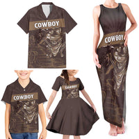 Personalised Skull Cowboy Family Matching Tank Maxi Dress and Hawaiian Shirt Vintage Style