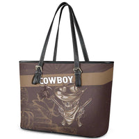 Skull Cowboy Leather Tote Bag Vintage Style