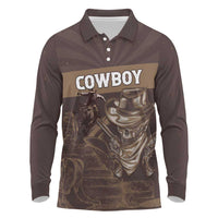Personalised Skull Cowboy Long Sleeve Polo Shirt Vintage Style