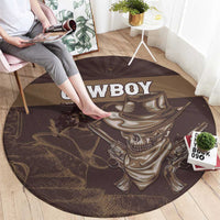 Skull Cowboy Round Carpet Vintage Style