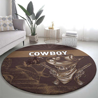 Skull Cowboy Round Carpet Vintage Style