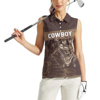 Personalised Skull Cowboy Women Sleeveless Polo Shirt Vintage Style