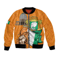 Personalised Ivory Coast Independence Day Bomber Jacket Yamoussoukro Coat Of Arms