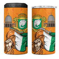 Personalised Ivory Coast Independence Day 4 in 1 Can Cooler Tumbler Yamoussoukro Coat Of Arms