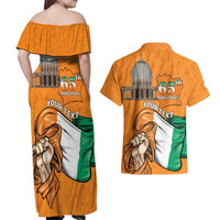 Personalised Ivory Coast Independence Day Couples Matching Off Shoulder Maxi Dress and Hawaiian Shirt Yamoussoukro Coat Of Arms